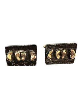 Naughty Feet Rectangle Cufflinks Adult Humor Funny Vintage Black Gold Risque
